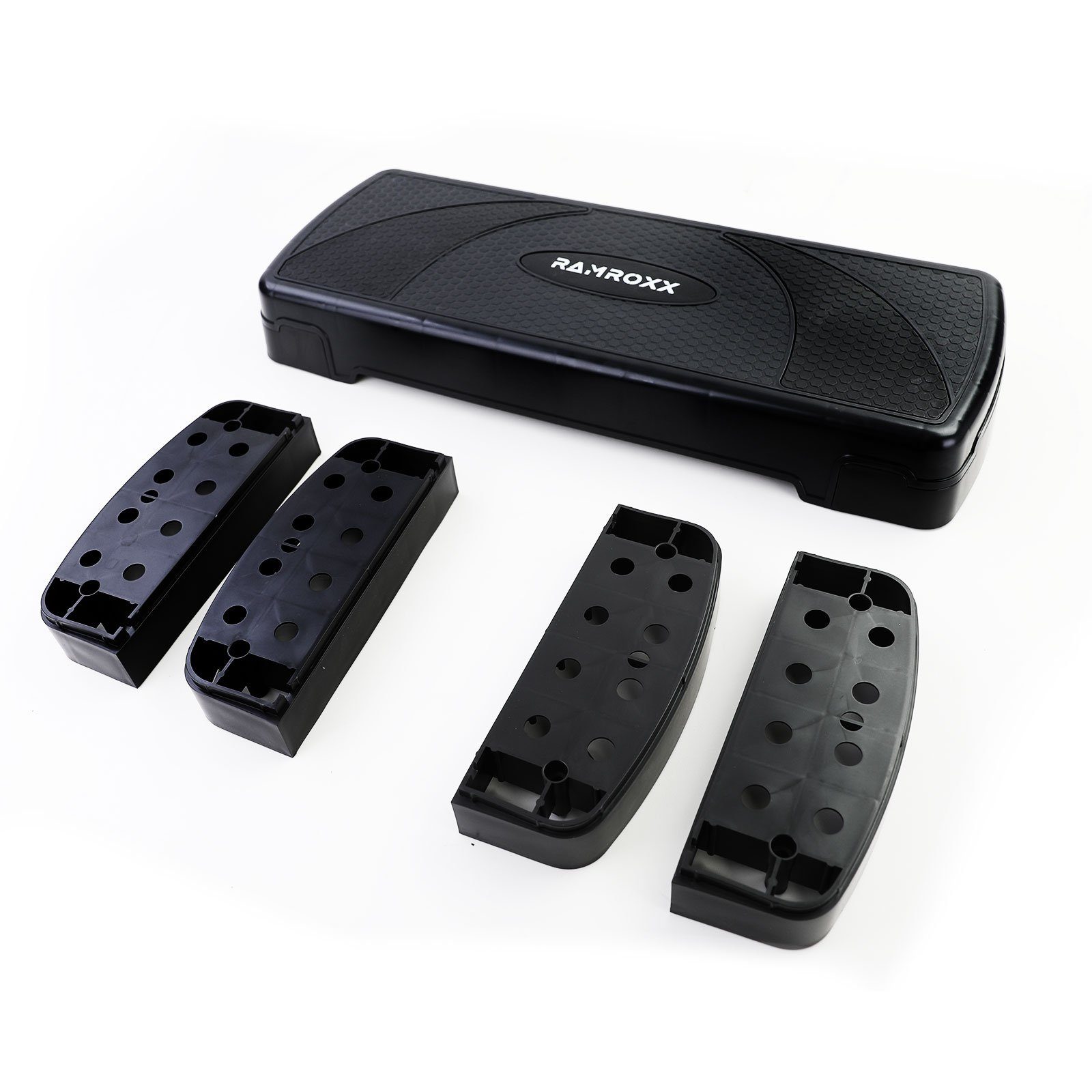 RAMROXX Stepper Fitness Stepboard Stepper Steppbrett Workout 3 Stufen Schwarz 80x30cm