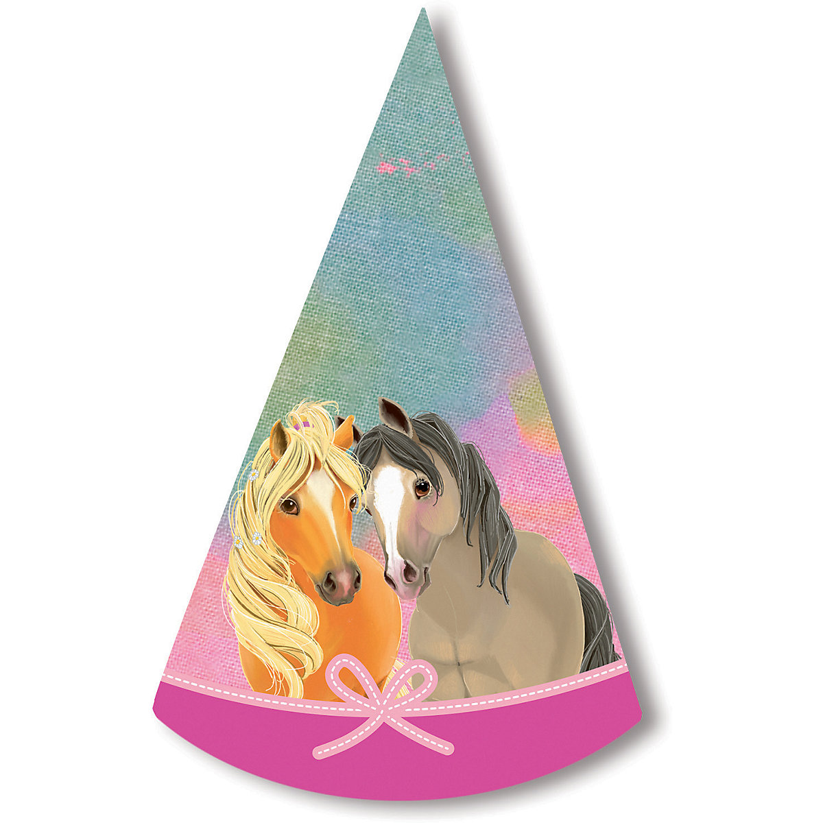 8 Pretty Pony Partyhütchen Papier Höhe 16 cm