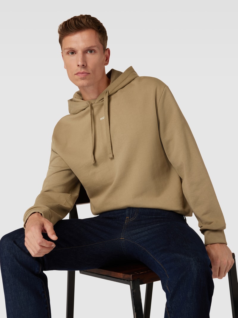 Hoodie mit Label-Print Modell 'Dapo' in camel