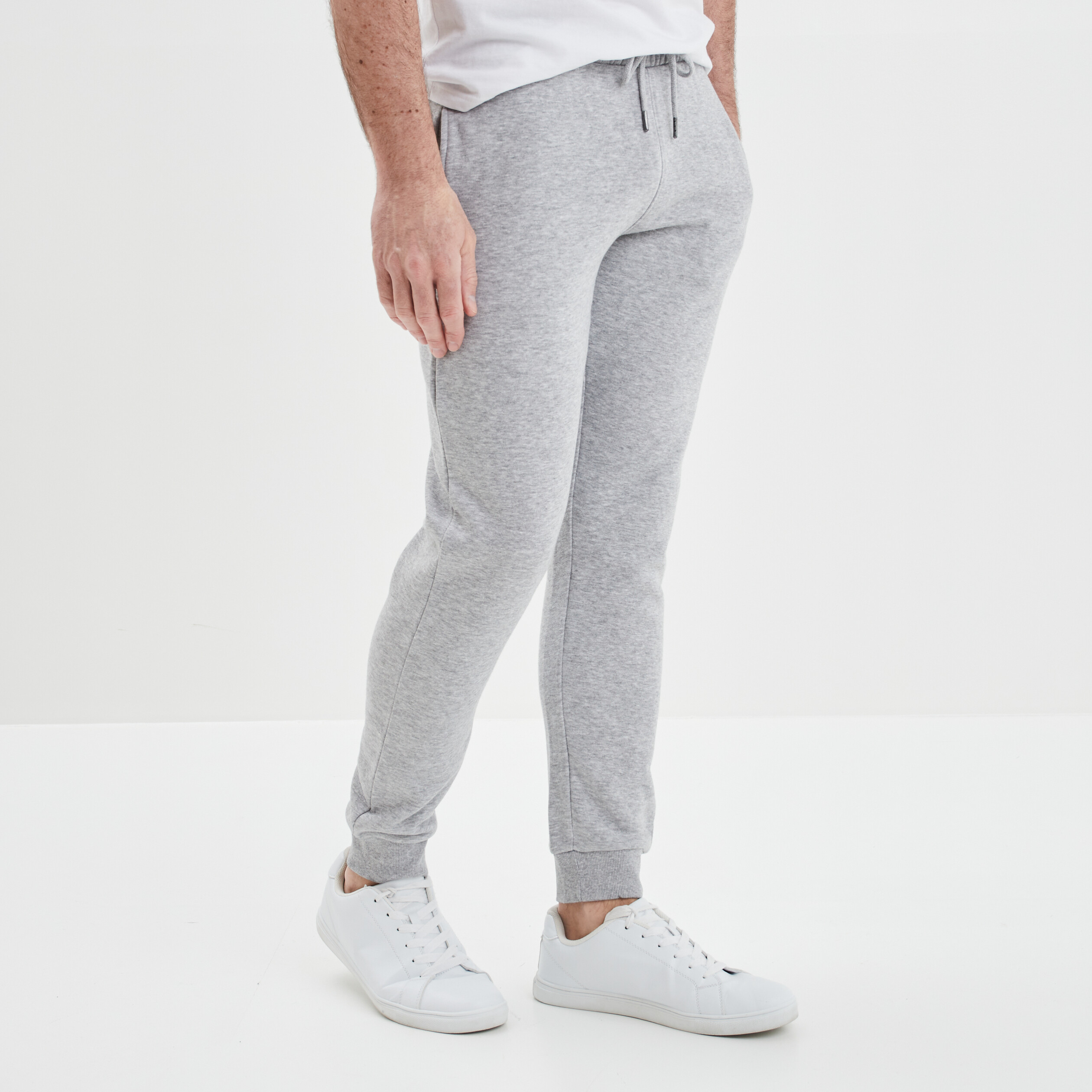 Jogging droit molleton gris homme | La Halle