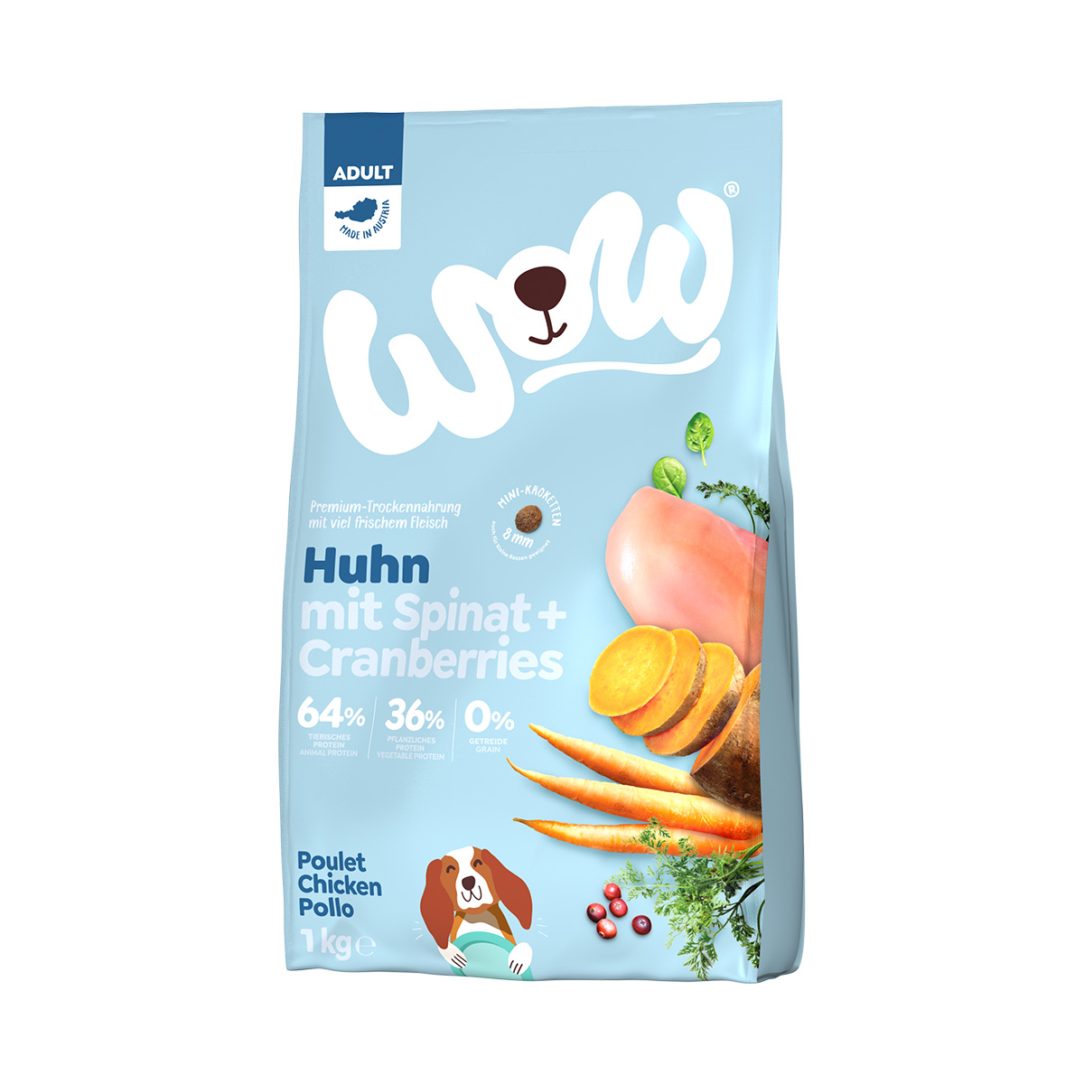 WOW Minis Adult Huhn mit Spinat und Cranberries 1kg bei ZooRoyal