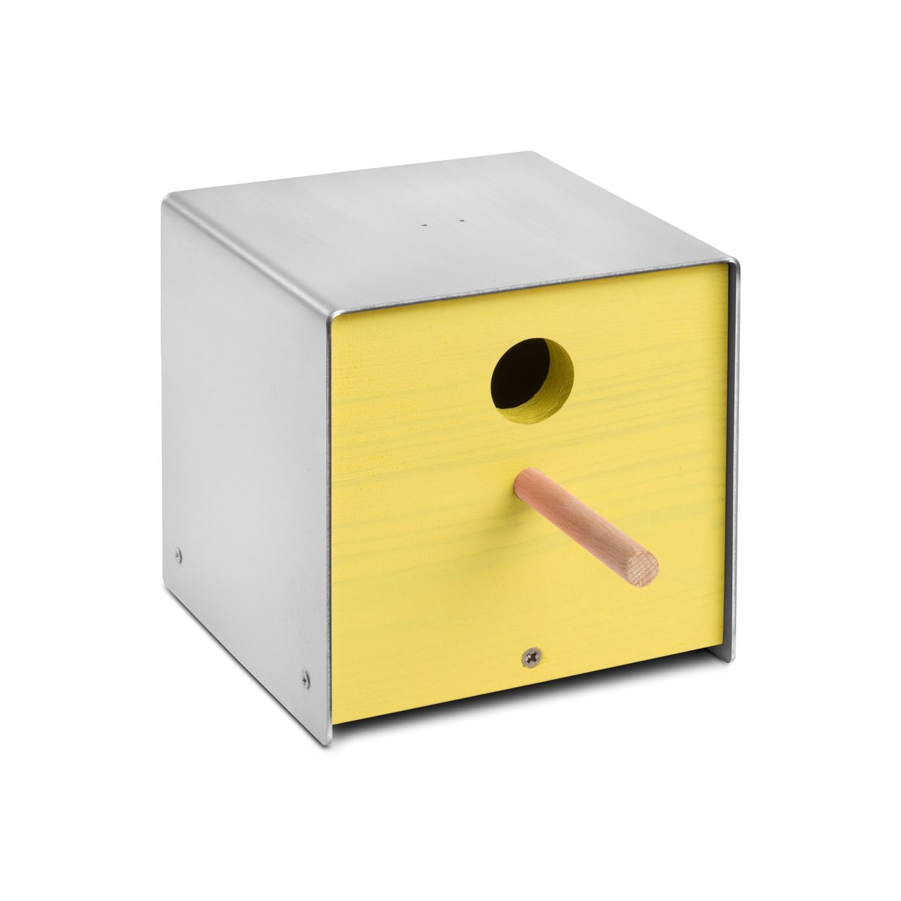 Keilbach Designprodukte Keilbach Nistkasten, Edelstahl, gelbe Holzfront