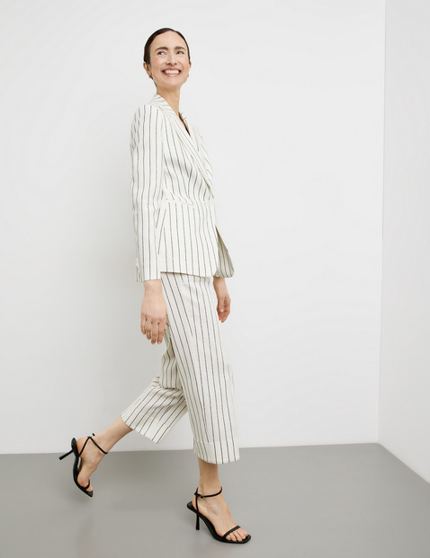 Gestreifter Blazer mit Leinenanteil