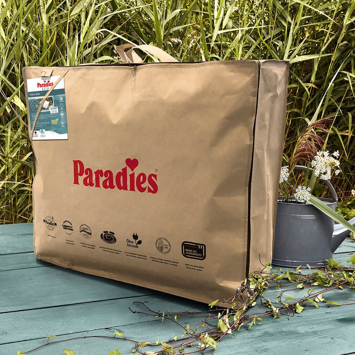 Kunstfaserbettdecke, Paradies Vida Bio Organic Ganzjahresbett warme Bettdecke 135x200, Paradies, Füllung: Paradies Softcell Fasertechnologie für dauerhaft bauschiges Volumen, 80% Polyester (50% recycled), 20% Lyocell, Bezug: 100% Bio- Baumwolle, Klim