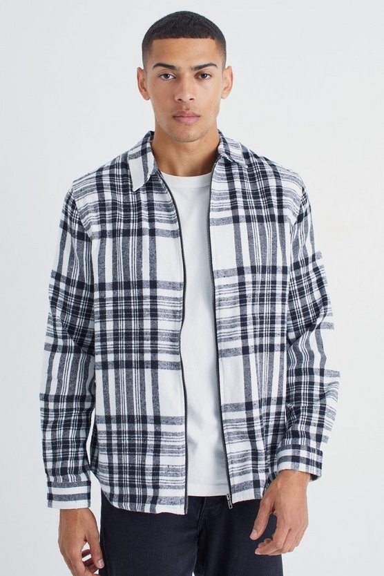 Long Sleeve Check Zip Overshirt