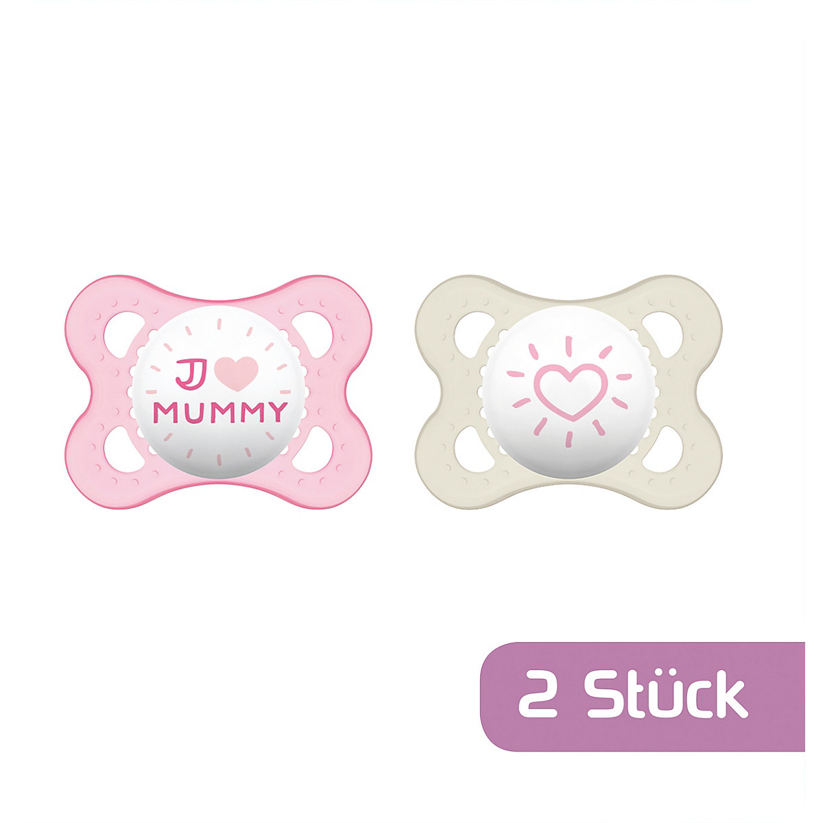 Schnuller Original, Silikon, Gr. 1, 2 Stk, I love Mummy