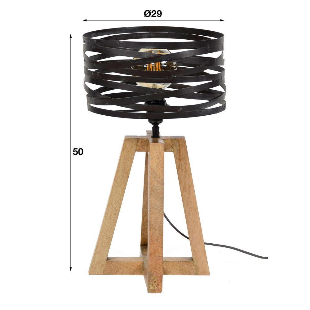 famlights Tischleuchte, Tischleuchte Jamie in Grau aus Holz E27, keine Angabe, Leuchtmittel enthalten: Nein, warmweiss, Tischleuchte, Nachttischlampe, Tischlampe