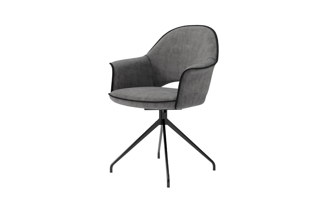 byLiving DALLAS Stuhl mit Armlehnen, 2er-Set, Metallgestell schwarz pulverbeschichtet