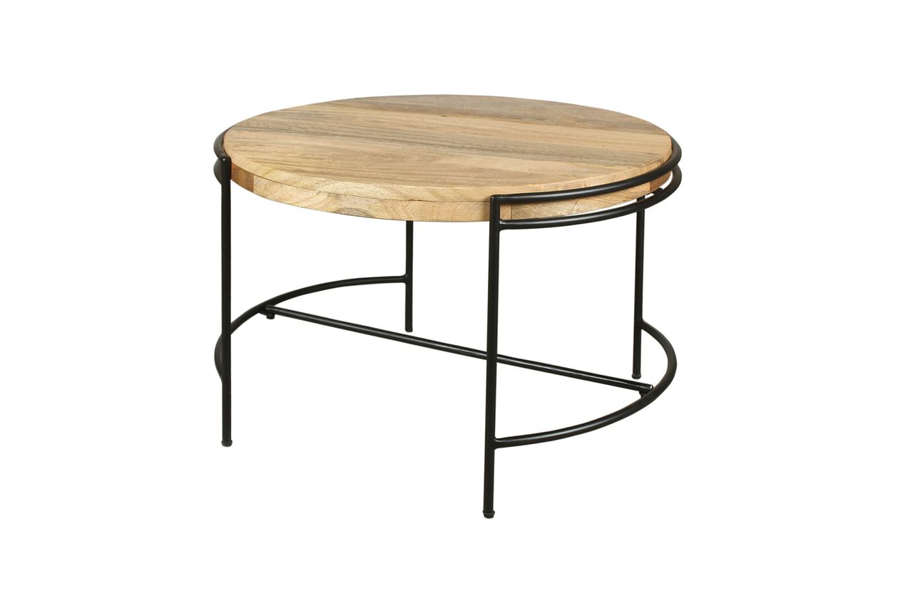 byLiving HANNA Couchtisch, Breite 60 cm, Mangoholz natur, Metall schwarz pulverbeschichtet