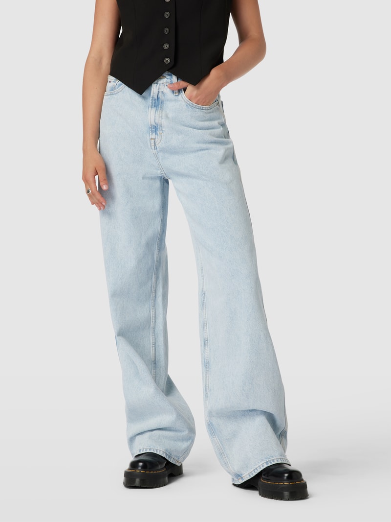 Wide Leg Jeans mit Logo-Stitching Modell 'CLAIRE' in jeans