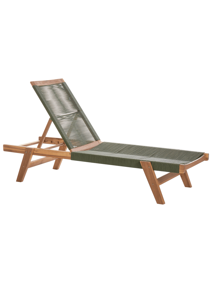 Beliani Gartenliege PROSSEDI in Grün/Heller Holzfarbton - (W) 64 x (H) 35 x (L) 190 cm günstig kaufen onesize