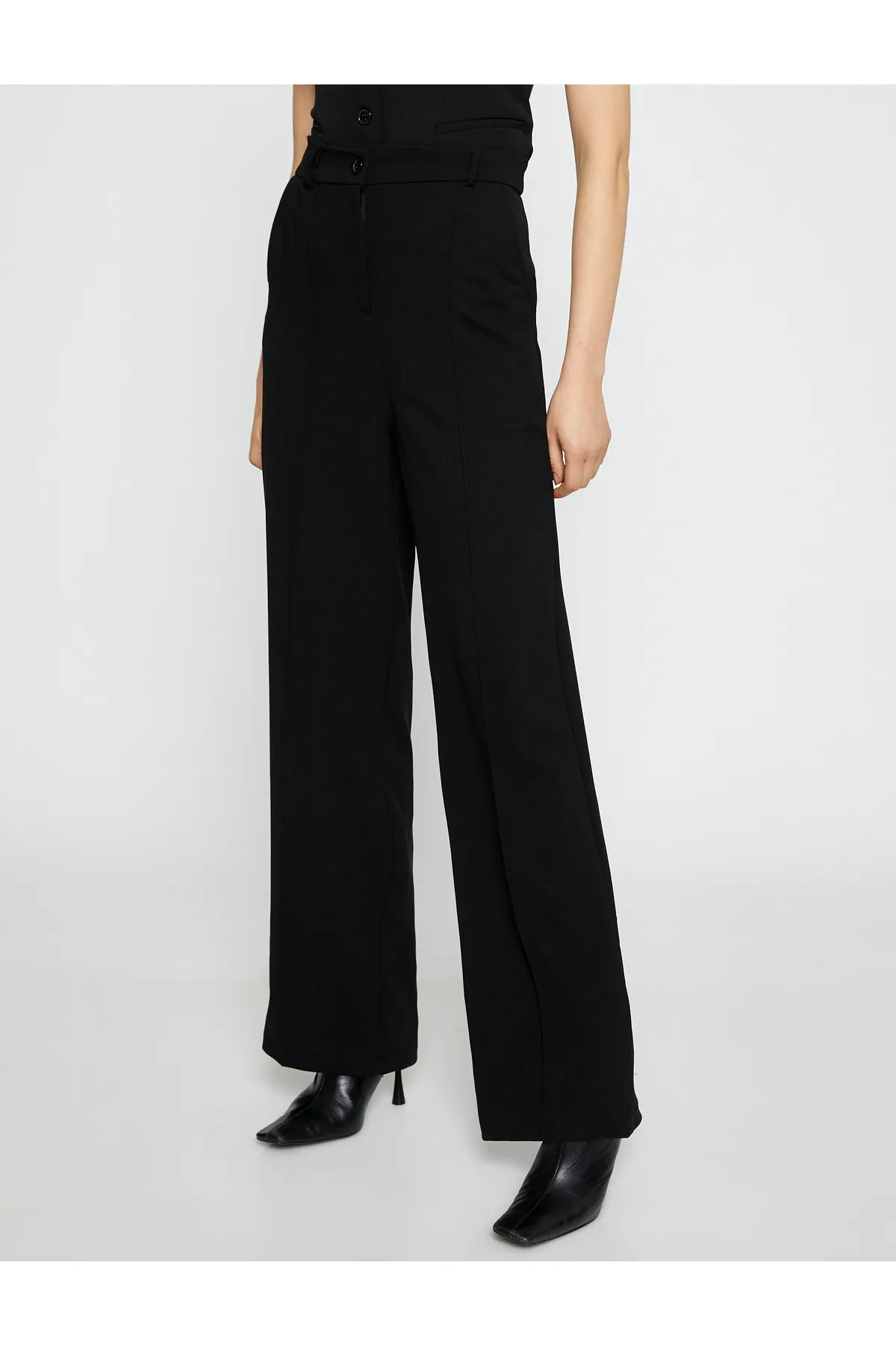 Koton  Palazzo-Hose mit weitem Bein, gerippt und hoher Taille