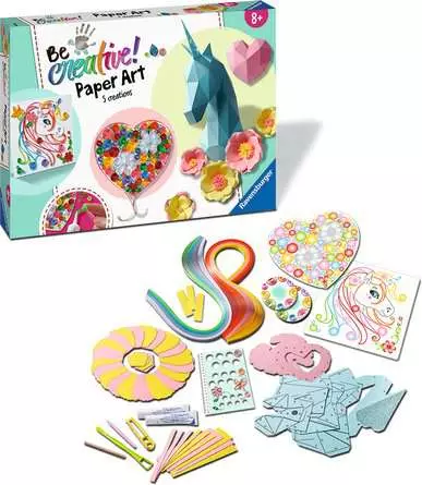 Bastelset DIY Paper Art Blumen & Einhörner - Bastelset für Kinder ab 8 Jahren