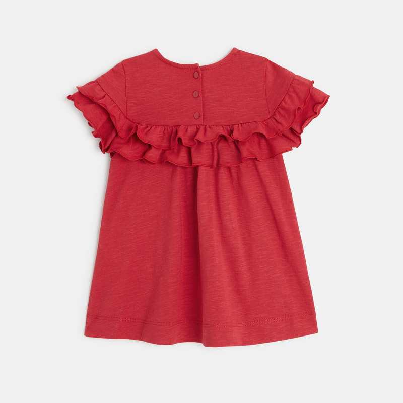 Robe bébé fille rouge uni en coton bébé fille Absorba