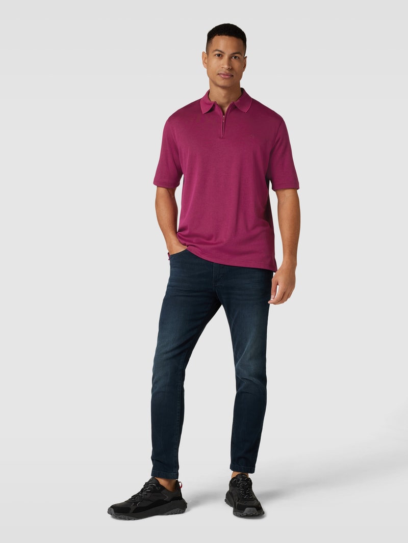 Poloshirt mit Reißverschluss in fuchsia
