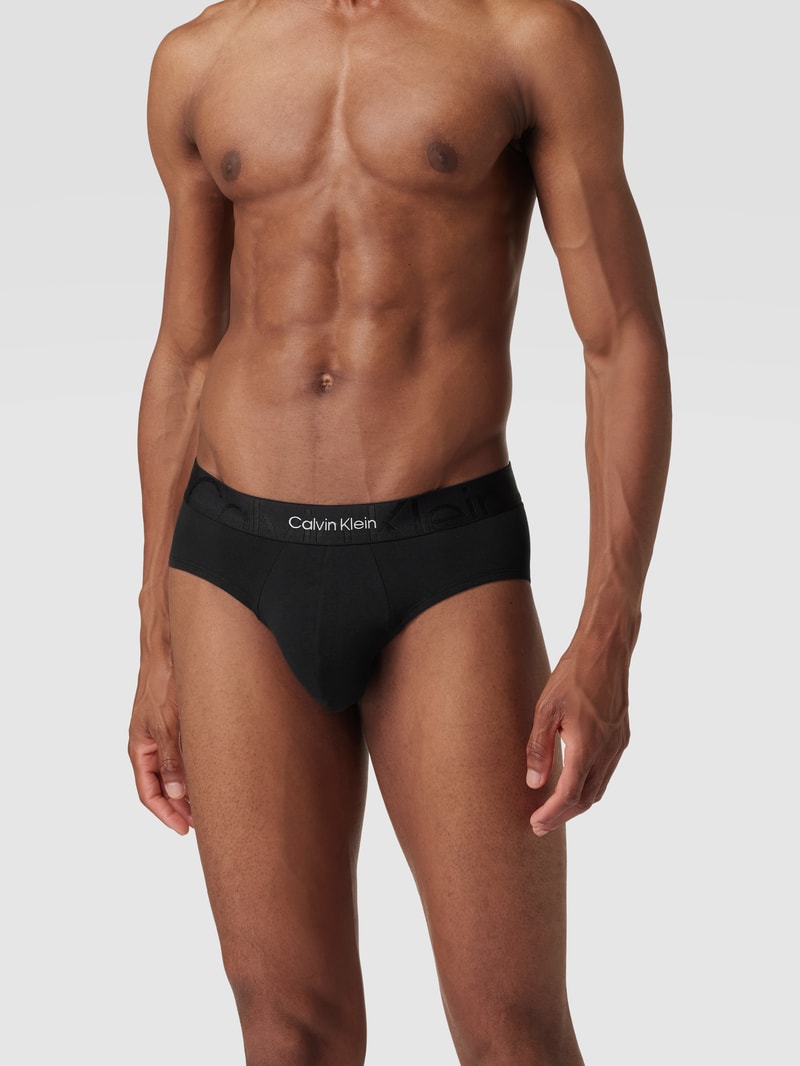 Slip mit Logo-Bund Modell 'Brief' in schwarz