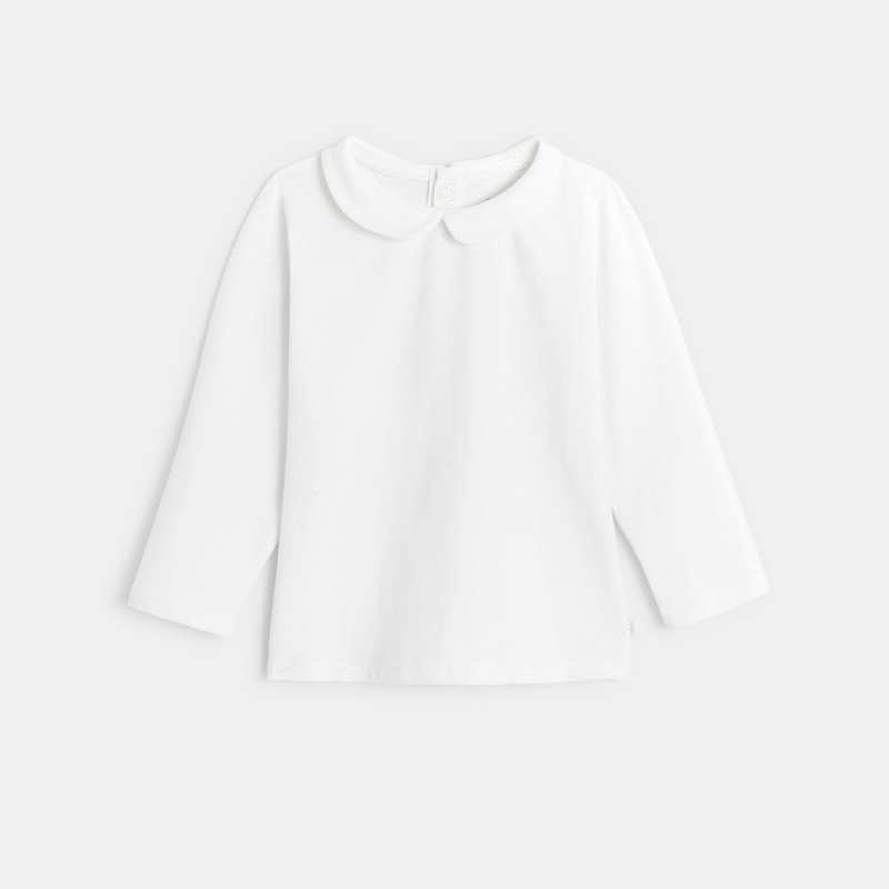 T-shirt col claudine uni beige bébé fille