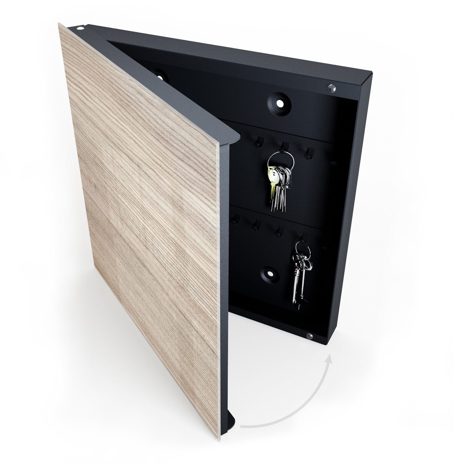 Primedeco Schlüsselkasten Magnetpinnwand und Memoboard mit Glasfront Motiv Holztextur (1 St)