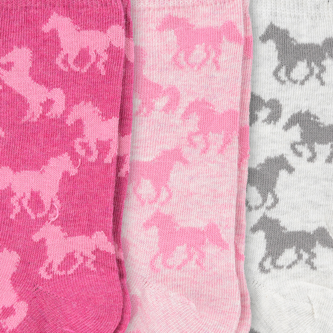 3 Paar Mädchen Socken mit Pferde-Allover