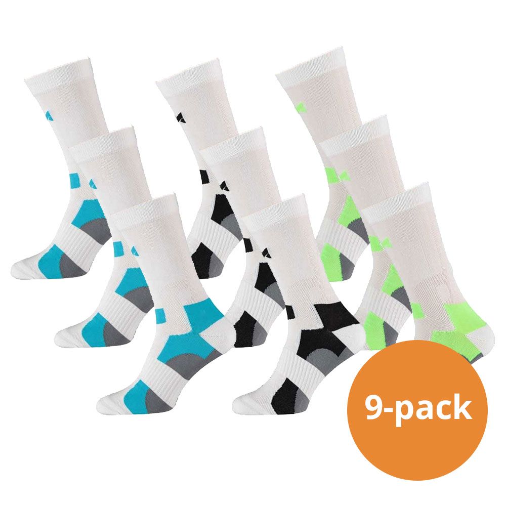 Xtreme 9 Paar Multi White Crew Radsocken