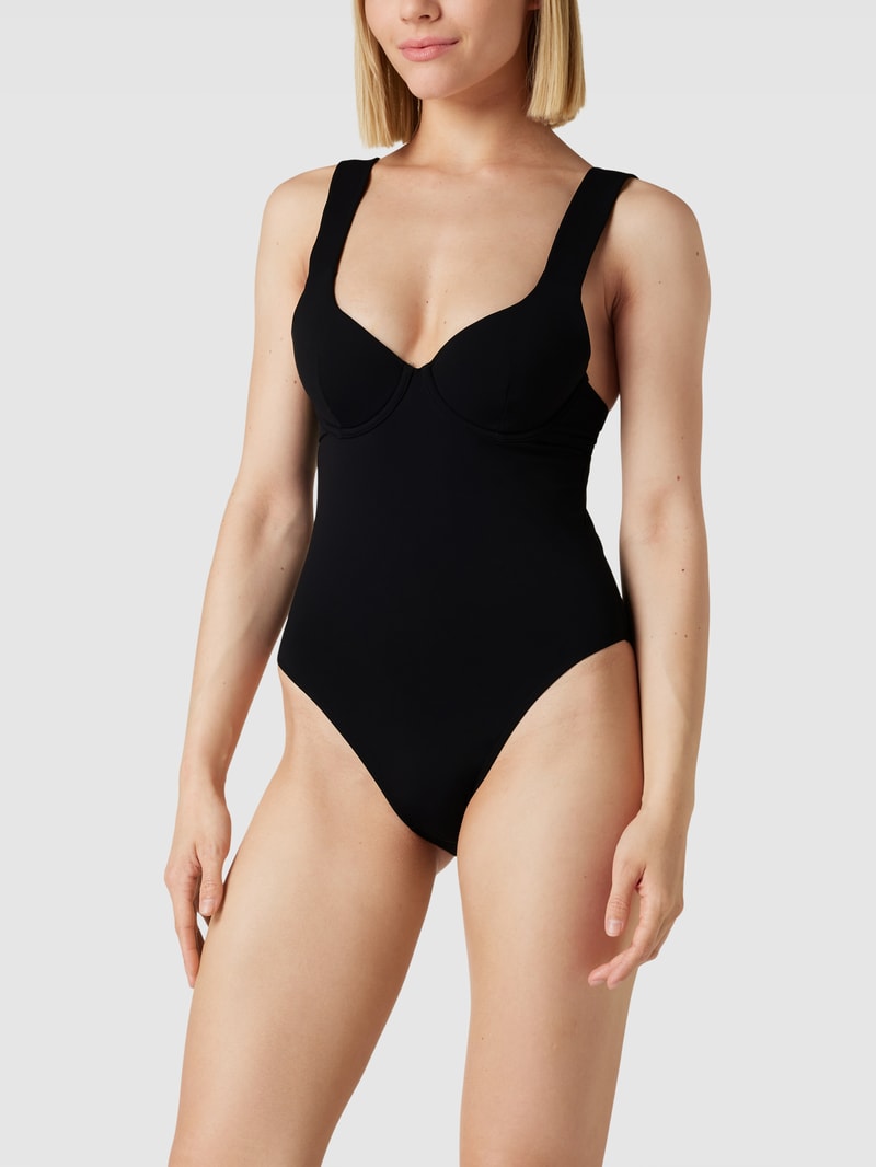 Badeanzug mit Allover-Muster in schwarz