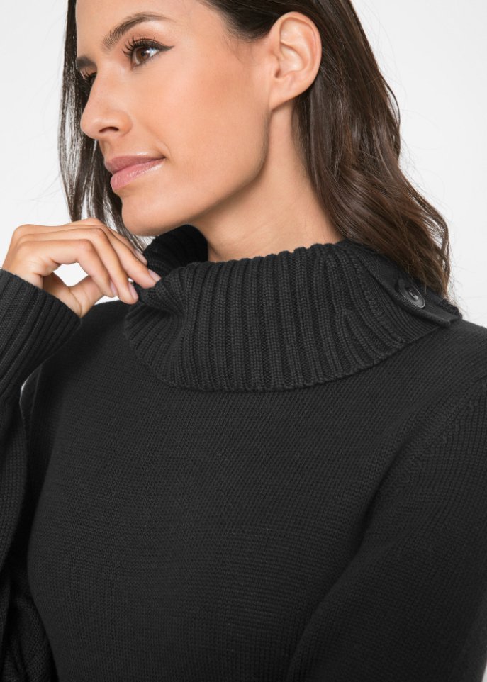 Baumwoll Longpullover mit Stehkragen