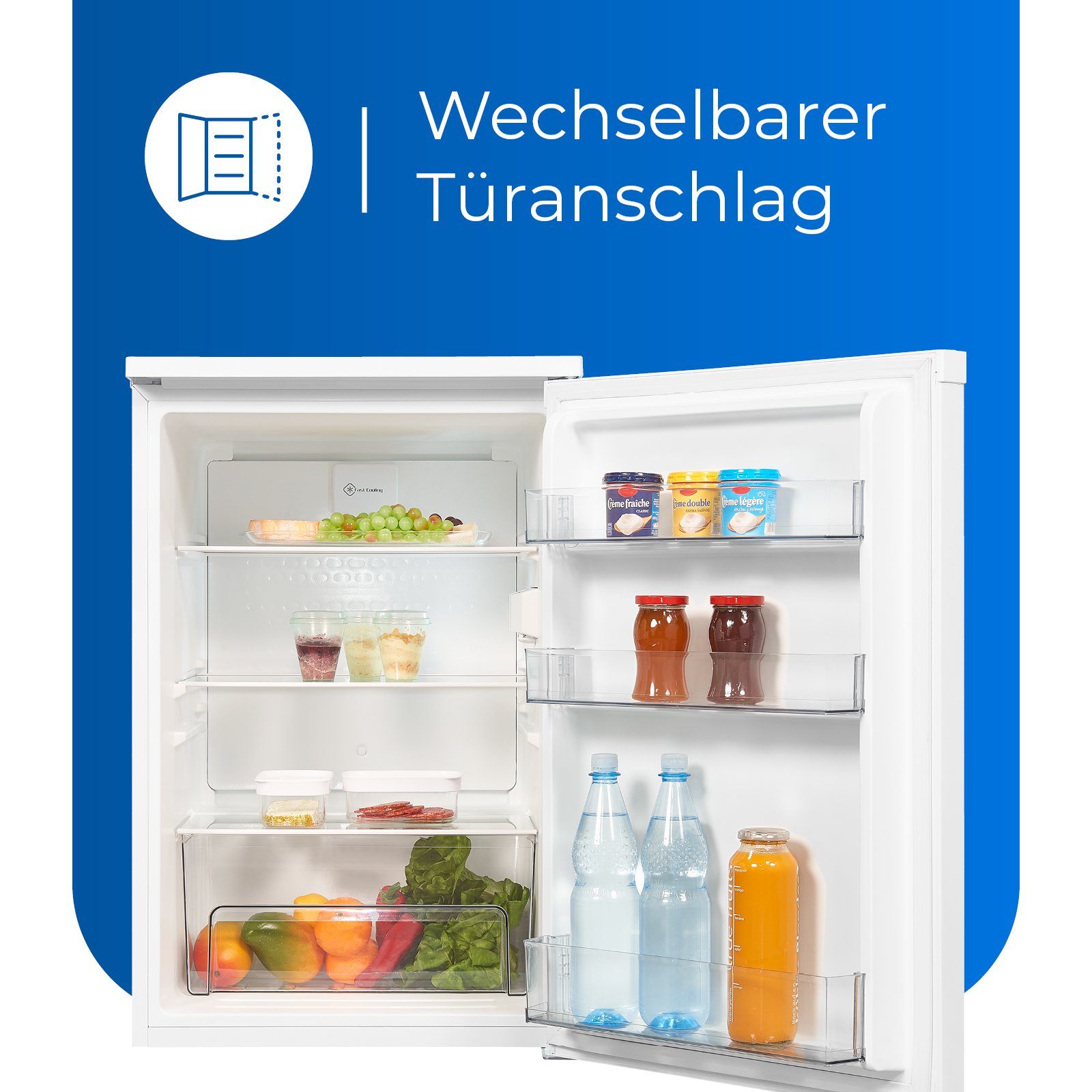 exquisit Kühlschrank KS16-V-070E weiss, 85 cm hoch, 55.1 cm breit, effizienter Vollraumkühlschrank