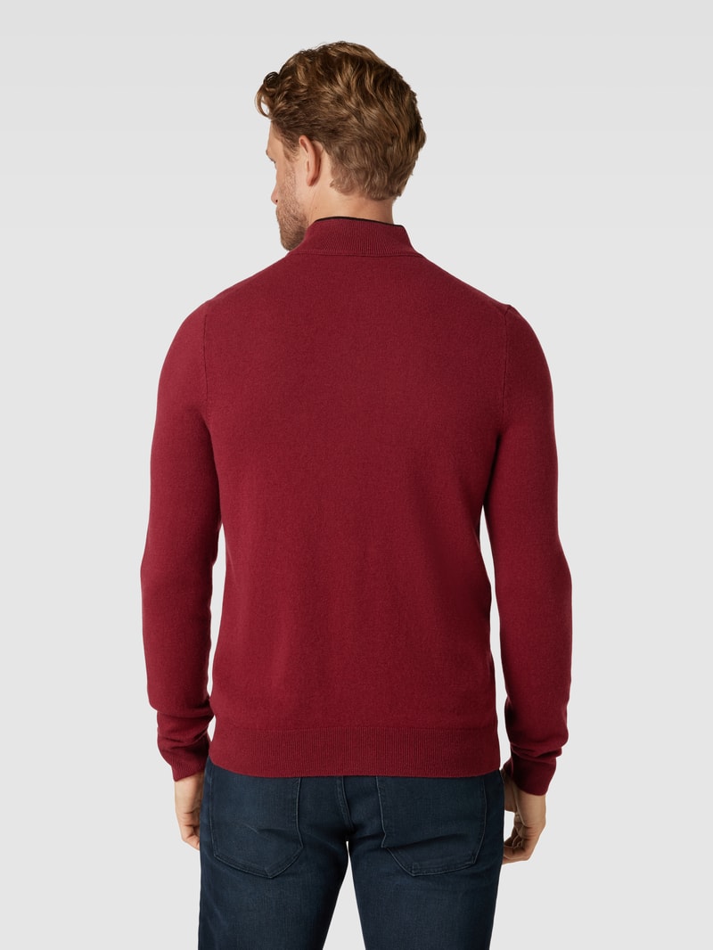 Strickpullover mit Troyer-Kragen Modell 'Marlo' in bordeaux rot