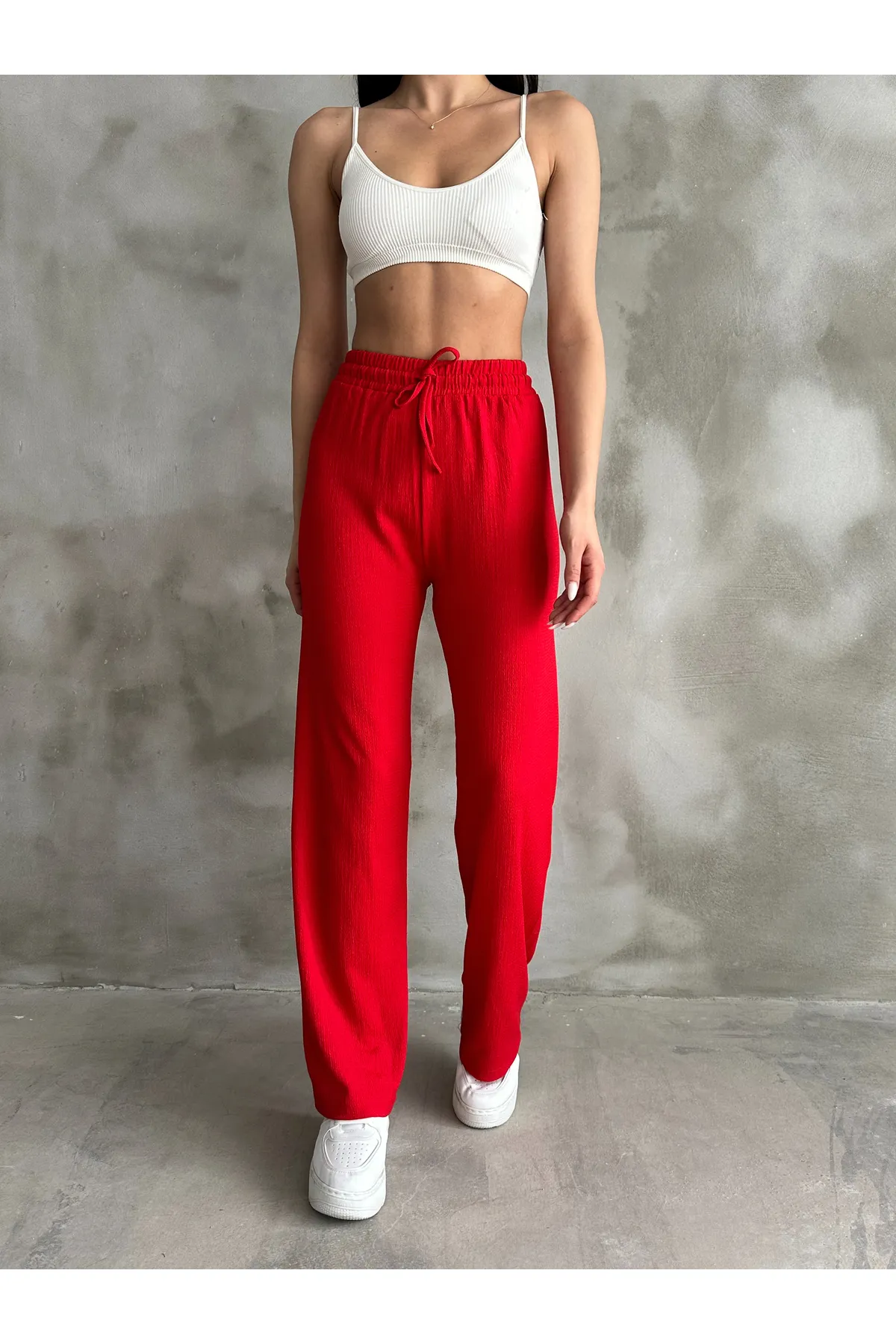 BEJNA  Rote Palazzo-Hose mit elastischem Bund für Damen