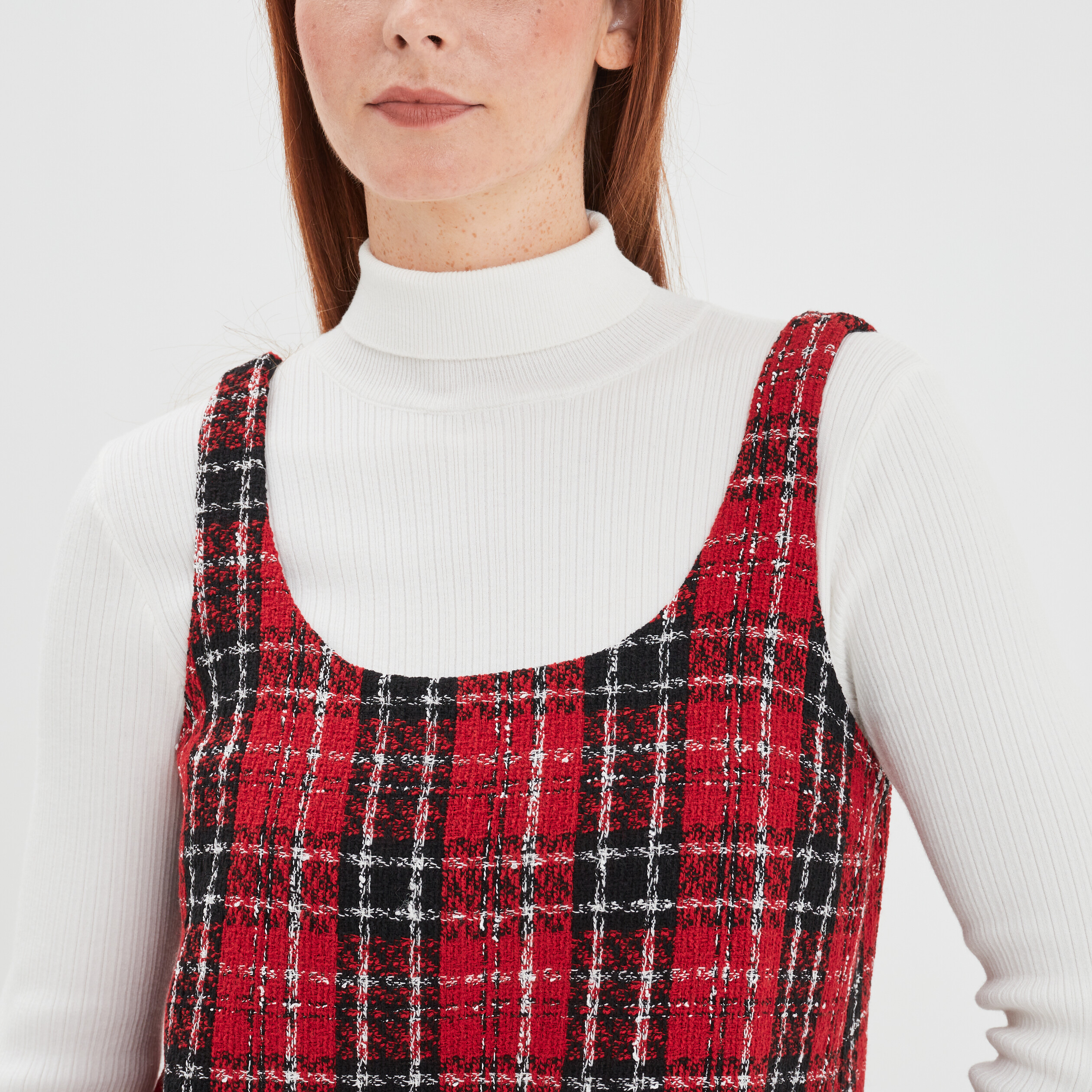 Robe chasuble courte droite rouge femme | La Halle