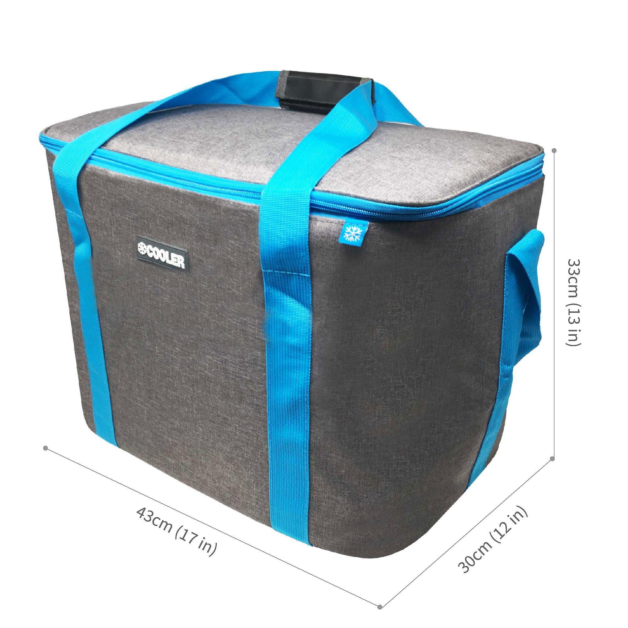 ToCi Kühltasche 36 Liter große Kühltasche Kühlbox Thermotasche Camping Dunkel-Grau