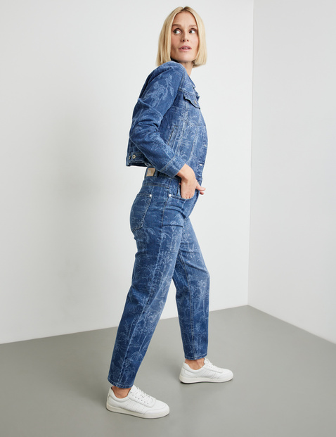 Jeansjacke mit dezentem Palmendessin
