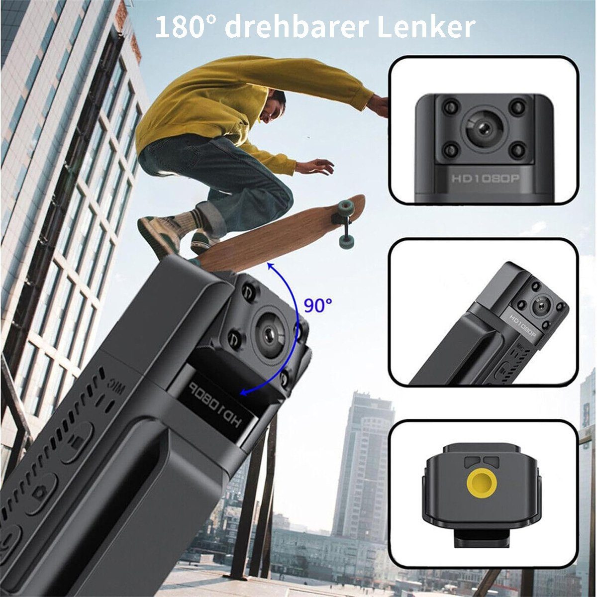 Yoyaxi Tragbarer digitaler Videorekorder mit WiFi-Unterstützung Dashcam (Infrarot-Nachtsicht und Weitwinkel für Polizei und Sicherheit)