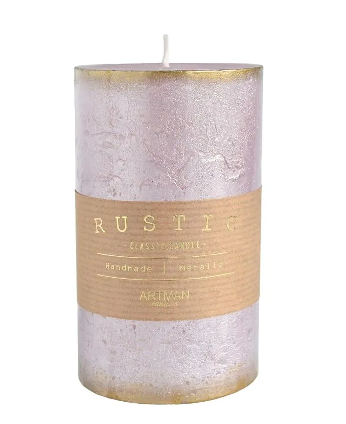 „Artman Candles Rustic Patinated“ kvapioji žvakė, rožinė, vidutinio dydžio