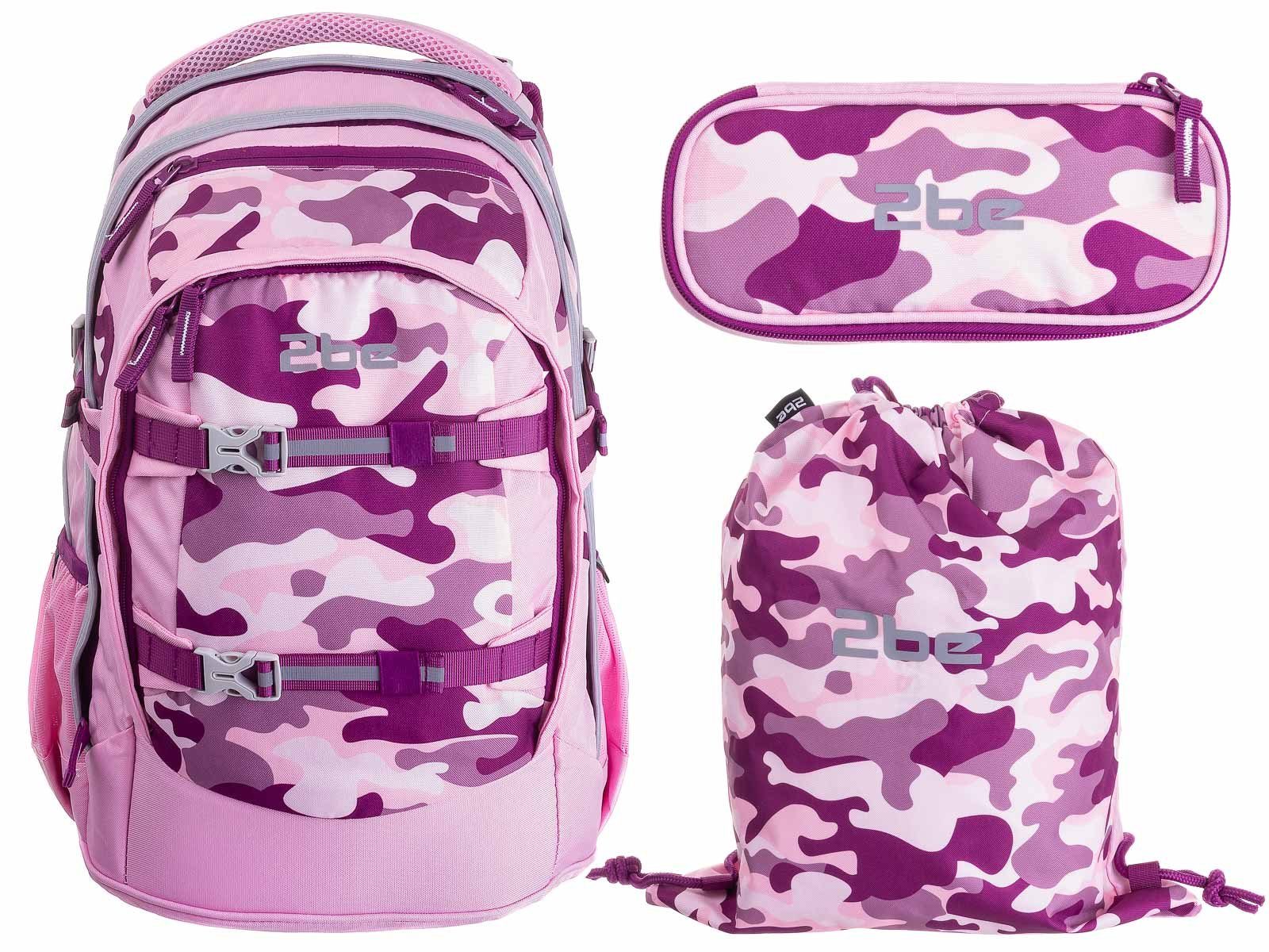 2be Schulrucksack Schulrucksack-Set (Set, inkl. Regencape, Inkl. Schulrucksack, inkl. Schlampermäppchen, inkl. Sportbeutel), inkl. Regencape, Turnbeutel und Schlampermäppchen