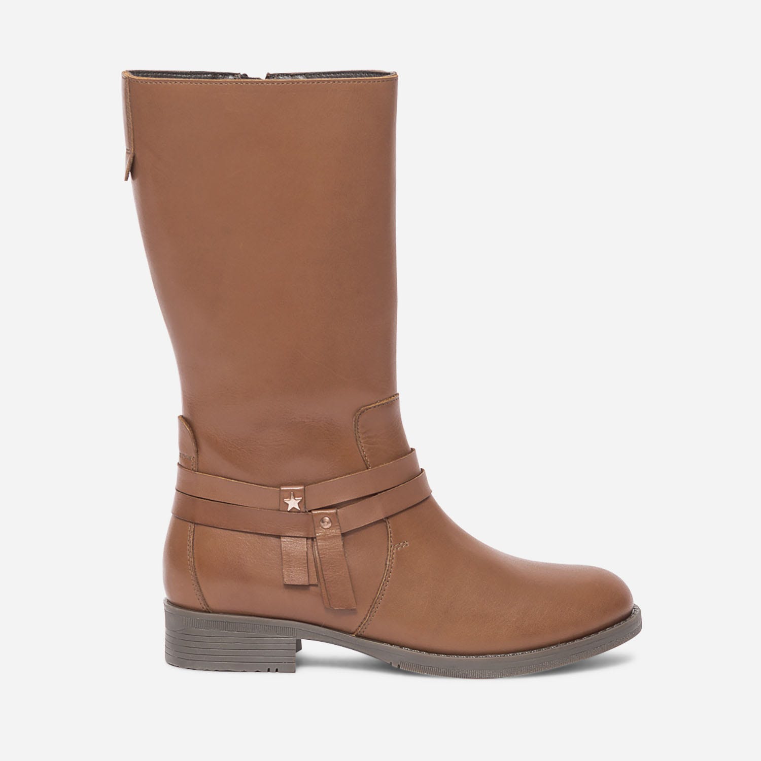 Botte camel en cuir à double bride