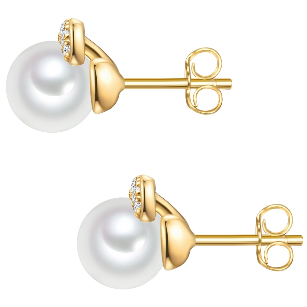 Valero Pearls Boucles doreilles Argent sterling Oxyde de zirconium (CZ) Perle de culture d'eau  Boucles d'oreilles