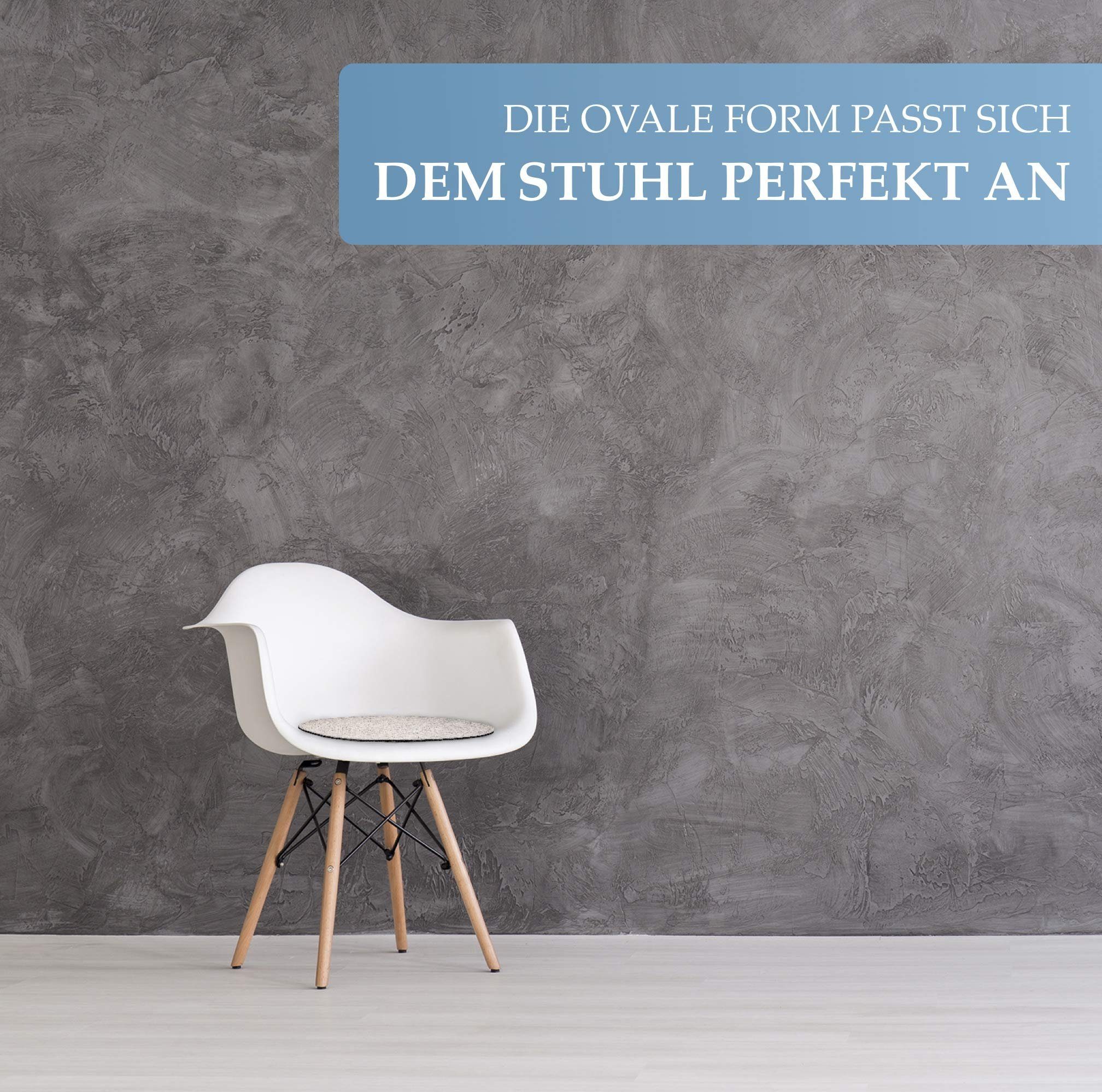 Bada Bing Stuhlkissen Filz Sitzkissen Ovale Filzkissen Anthrazit Für Designerstühle, Wendekissen, 2er Set