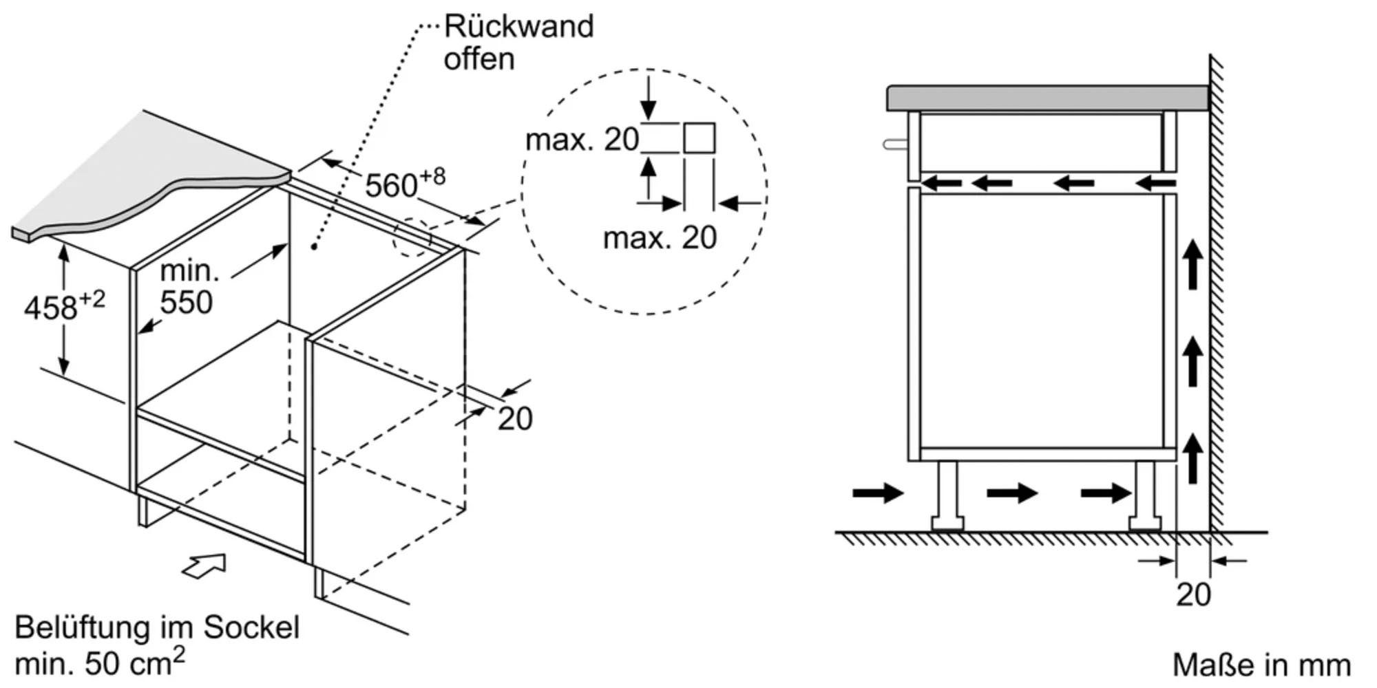 Constructa Einbau-Mikrowelle CC4W91962, Großflächengrill, Heißluft, Mikrowelle, Umluftgrillen, 44 l