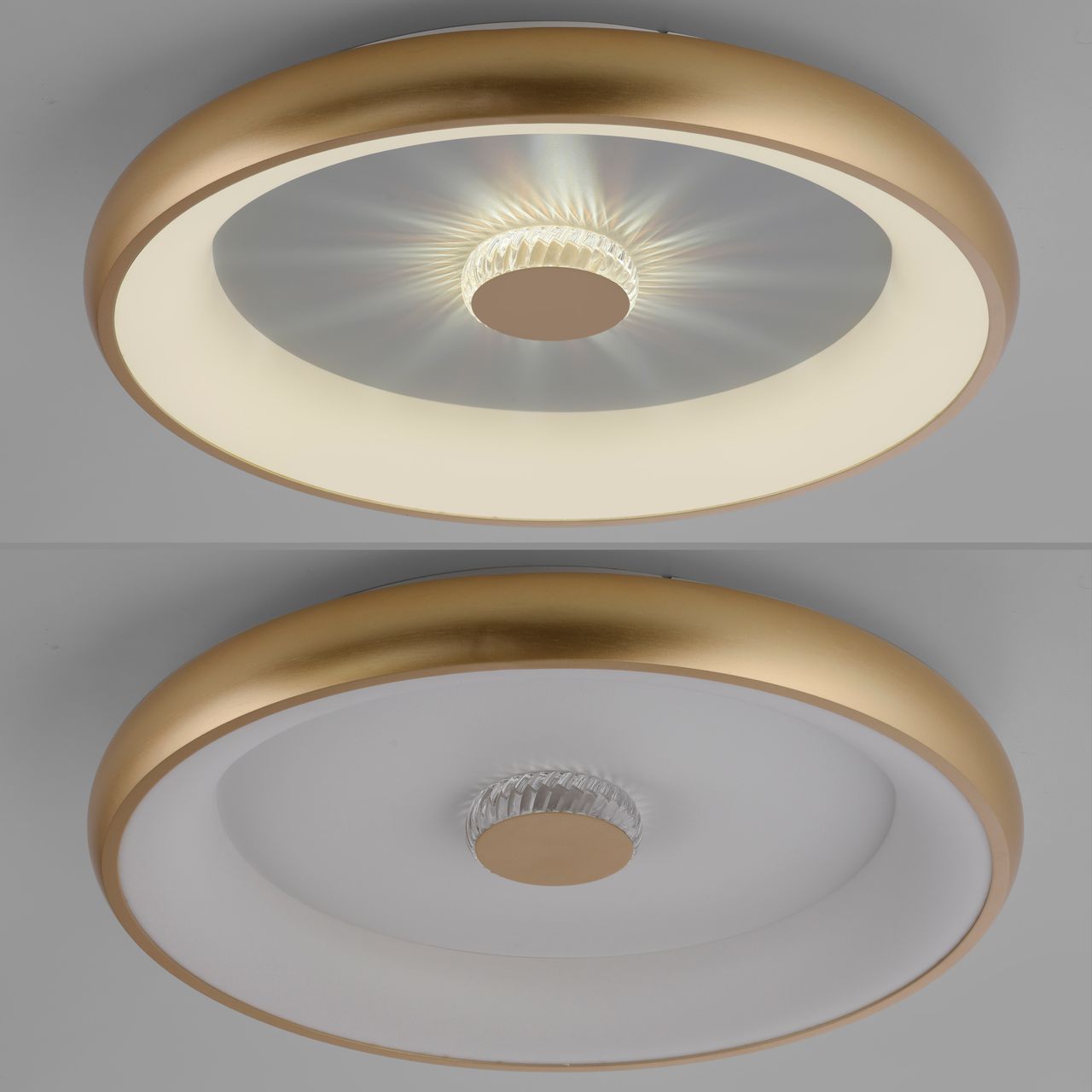 JUST LIGHT LED Deckenleuchte VERTIGO, CCT, dimmbar, Fernbedienung, Ø61,5cm, Kristall-Effekt