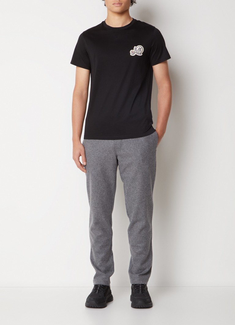 Pantaloni de trening Moncler slim fit din amestec de lână virgină melanjată