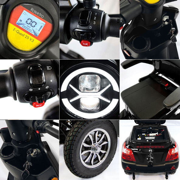 Elektromobil E-Quad 25 V.3, Schwarz