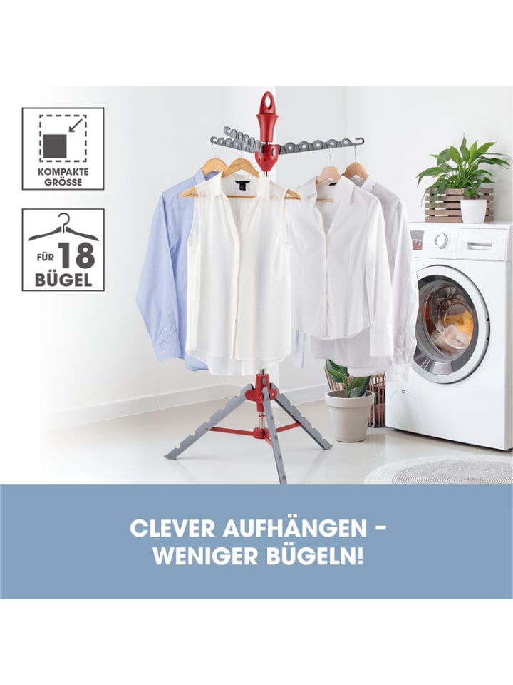 EASYmaxx Wäscheständer klappbar in Grau/Rot günstig kaufen onesize