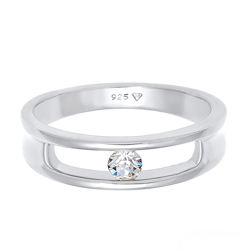 Elli Elli Bague Femme Bague Solitaire cCassique avec Cristaux en Argent Sterling 925 Bague