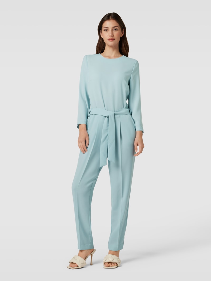 Jumpsuit mit Bindegürtel in helltürkis
