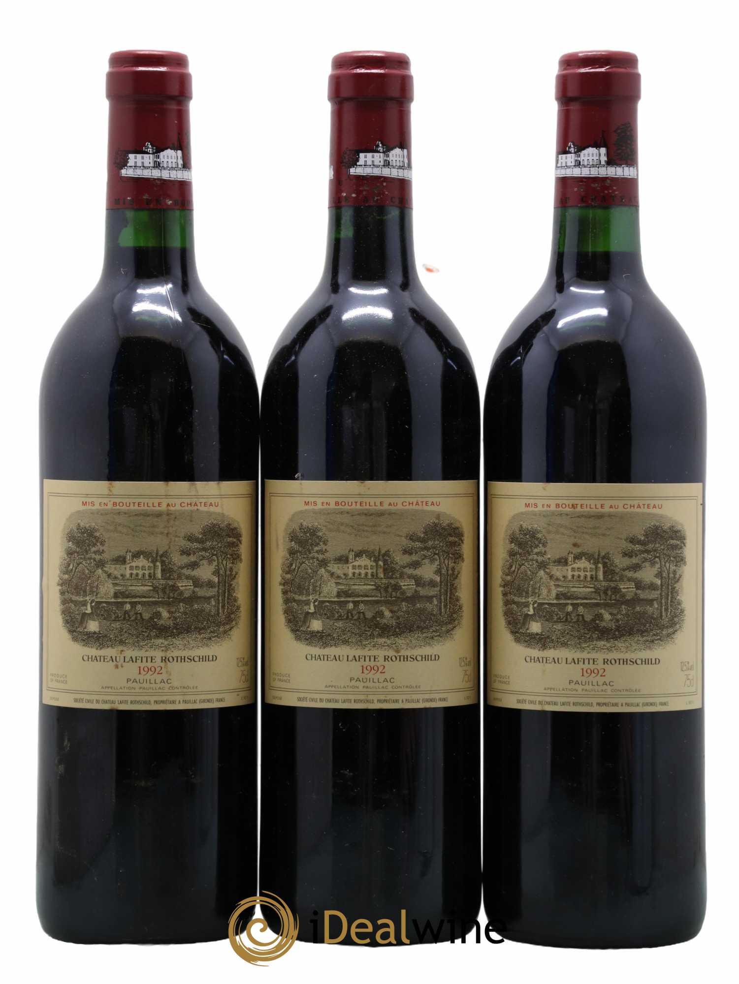 Château Lafite Rothschild 1er Grand Cru Classé  1992 - Lot de 3 Bouteilles