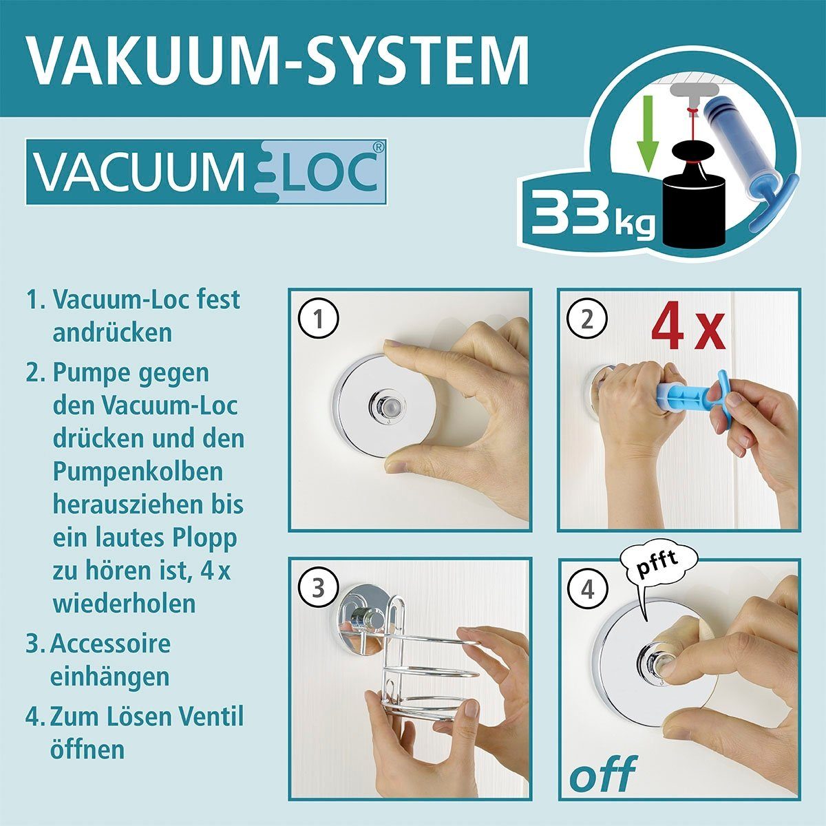 WENKO Duschablage Vacuum-Loc 2 Etagen, 2 Etagen