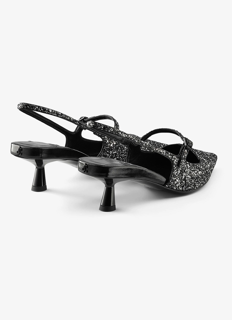 Slingback Jimmy Choo Didi 45 con glitter e dettagli in pelle di agnello
