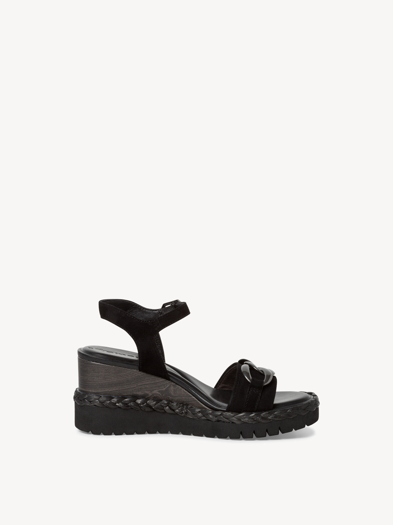 Sandale à talon en cuir - noir
