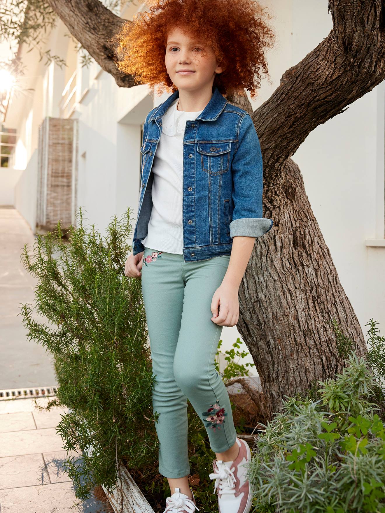Tregging brodé MorphologiK Fin fille rose poudré